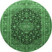 Round Medallion Emerald Green Traditional Rug, tr253emgrn