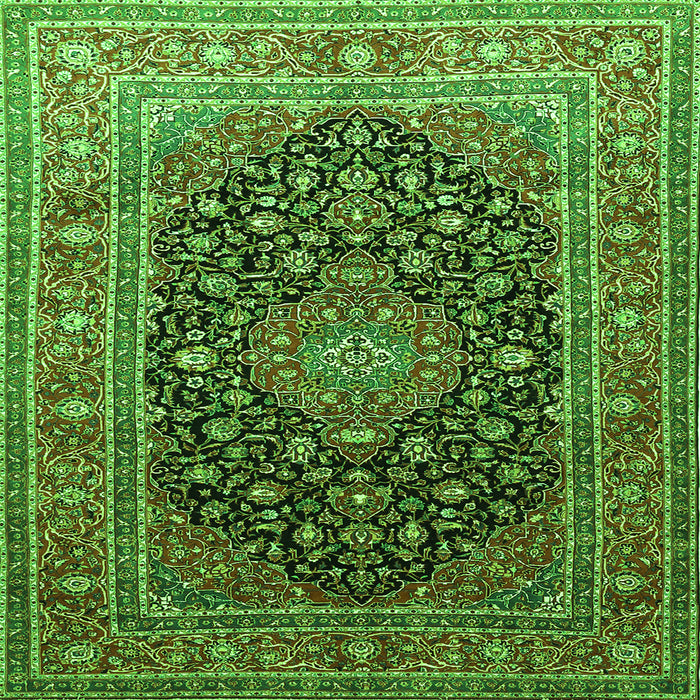 Serging Thickness of Medallion Green Traditional Rug, tr253grn