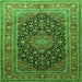 Serging Thickness of Medallion Green Traditional Rug, tr253grn