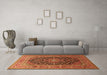 Machine Washable Medallion Orange Traditional Area Rugs in a Living Room, wshtr253org