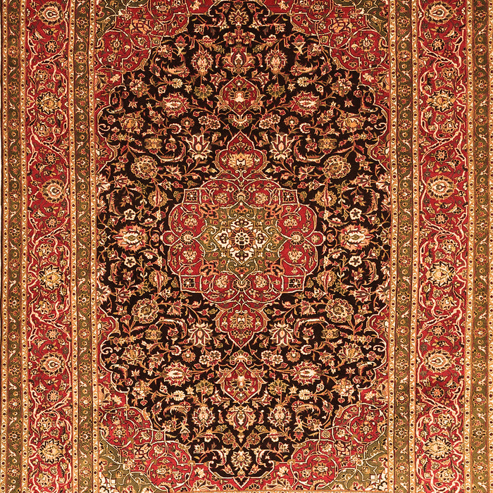 Serging Thickness of Machine Washable Medallion Orange Traditional Area Rugs, wshtr253org