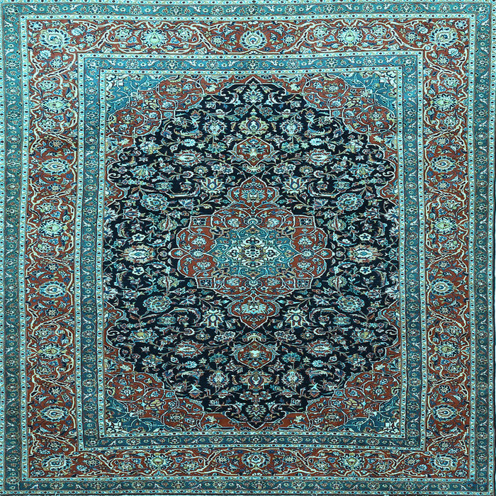 Square Medallion Light Blue Traditional Rug, tr253lblu