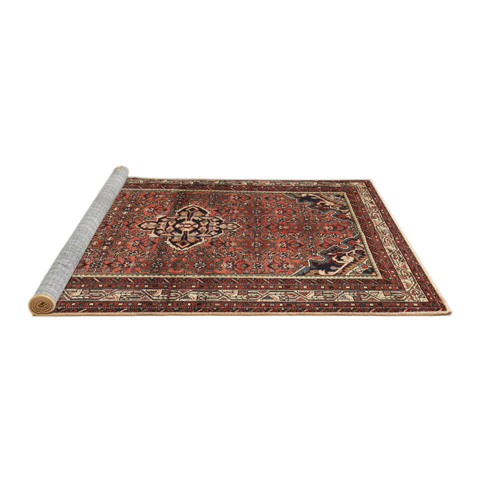 Sideview of Machine Washable Traditional Saffron Red Rug, wshtr2540