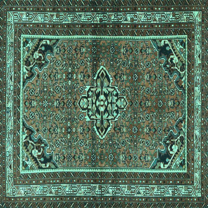 Square Machine Washable Persian Turquoise Traditional Area Rugs, wshtr2540turq
