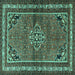 Square Machine Washable Persian Turquoise Traditional Area Rugs, wshtr2540turq