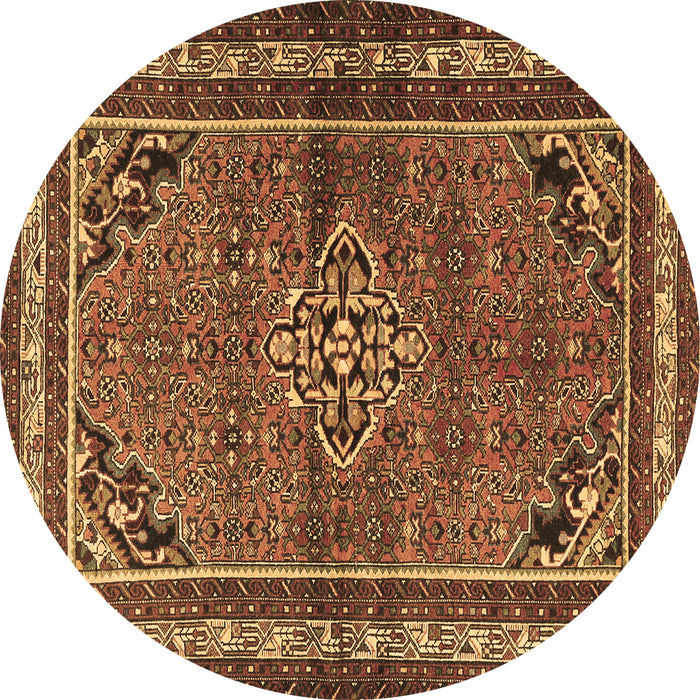 Round Persian Brown Traditional Rug, tr2540brn