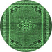 Round Persian Emerald Green Traditional Rug, tr2540emgrn