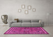 Machine Washable Persian Pink Traditional Rug in a Living Room, wshtr2540pnk