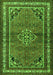 Serging Thickness of Machine Washable Persian Green Traditional Area Rugs, wshtr2540grn