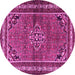 Round Machine Washable Persian Pink Traditional Rug, wshtr2540pnk