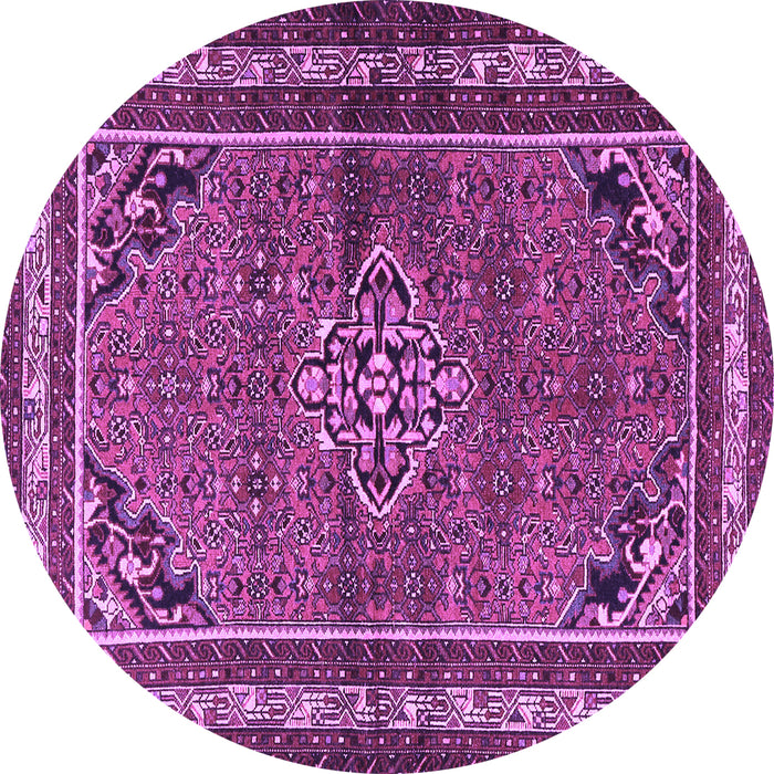 Round Machine Washable Persian Purple Traditional Area Rugs, wshtr2540pur
