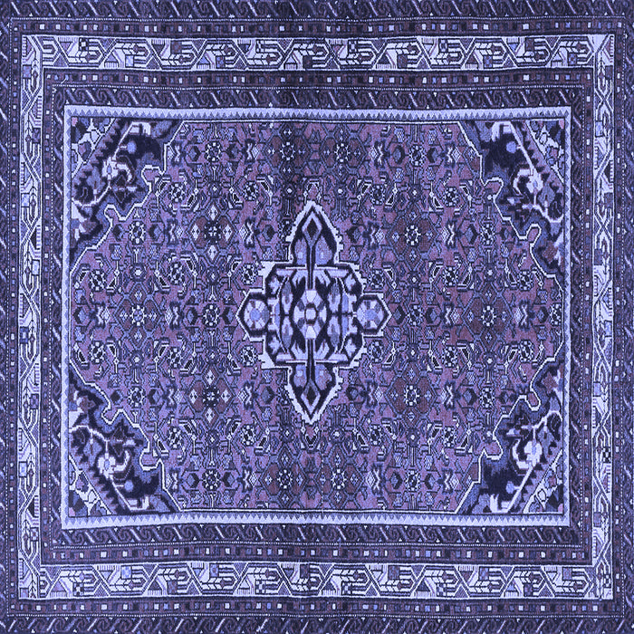 Square Machine Washable Persian Blue Traditional Rug, wshtr2540blu