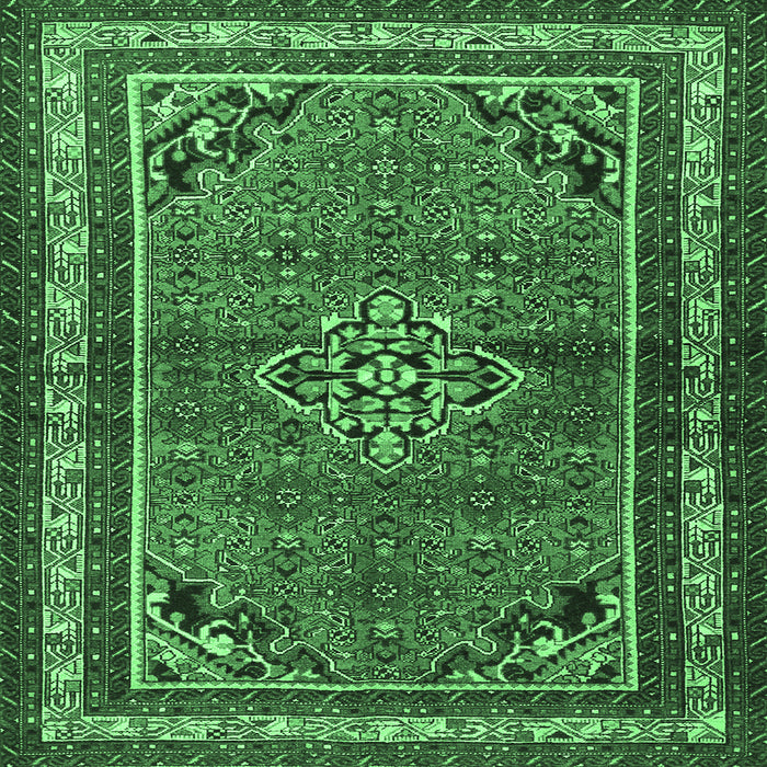 Square Machine Washable Persian Emerald Green Traditional Area Rugs, wshtr2540emgrn