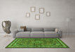 Machine Washable Persian Green Traditional Area Rugs in a Living Room,, wshtr2540grn