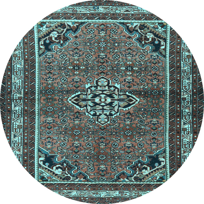 Round Machine Washable Persian Light Blue Traditional Rug, wshtr2540lblu