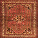 Round Machine Washable Persian Orange Traditional Area Rugs, wshtr2540org