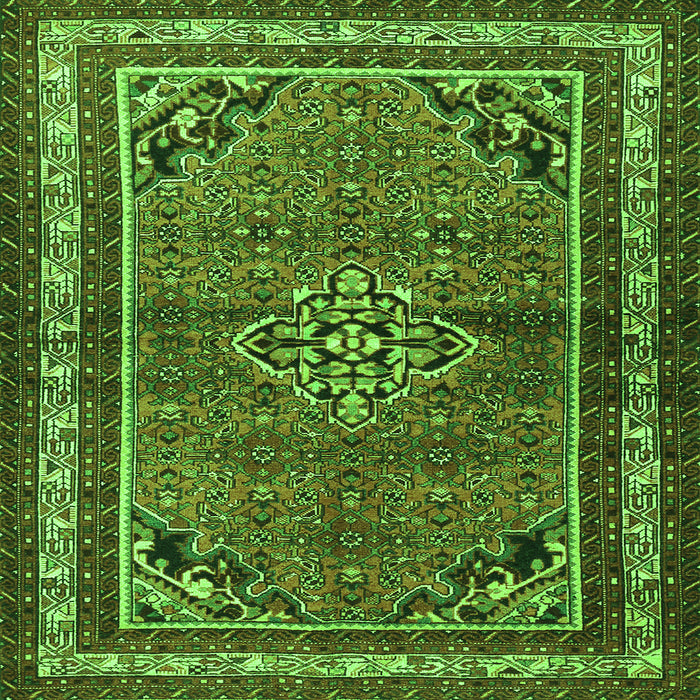 Round Machine Washable Persian Green Traditional Area Rugs, wshtr2540grn