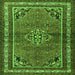 Round Machine Washable Persian Green Traditional Area Rugs, wshtr2540grn