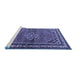 Sideview of Machine Washable Persian Blue Traditional Rug, wshtr2540blu