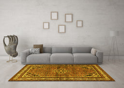 Machine Washable Persian Yellow Traditional Rug in a Living Room, wshtr2540yw