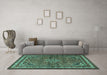 Machine Washable Persian Turquoise Traditional Area Rugs in a Living Room,, wshtr2540turq