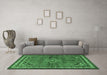 Machine Washable Persian Emerald Green Traditional Area Rugs in a Living Room,, wshtr2540emgrn