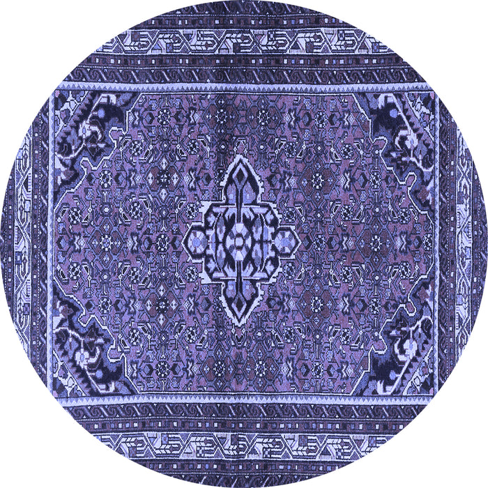 Round Machine Washable Persian Blue Traditional Rug, wshtr2540blu
