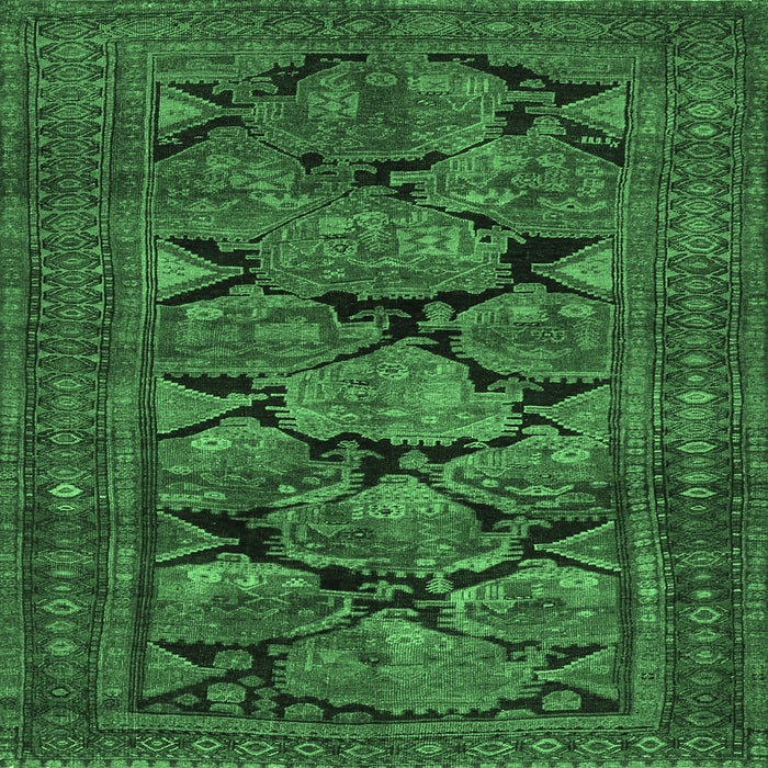 Square Persian Emerald Green Traditional Rug, tr2541emgrn