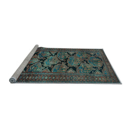 Sideview of Machine Washable Persian Light Blue Traditional Rug, wshtr2541lblu