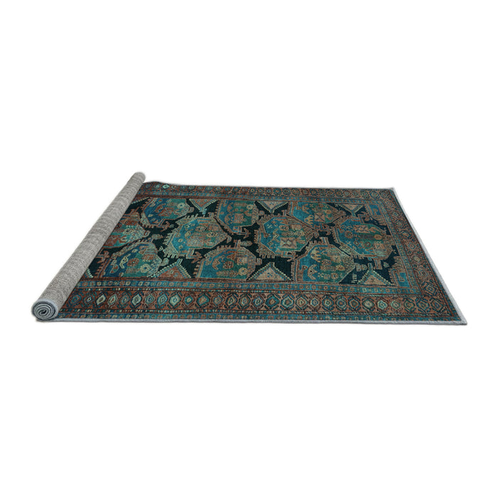 Sideview of Machine Washable Persian Light Blue Traditional Rug, wshtr2541lblu