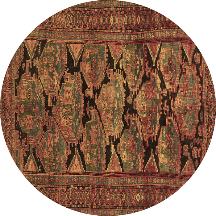 Round Machine Washable Persian Brown Traditional Rug, wshtr2541brn