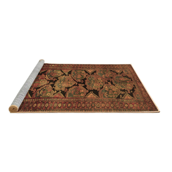 Sideview of Machine Washable Persian Brown Traditional Rug, wshtr2541brn