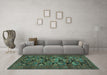 Machine Washable Persian Turquoise Traditional Area Rugs in a Living Room,, wshtr2541turq