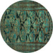 Round Persian Turquoise Traditional Rug, tr2541turq