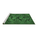 Sideview of Machine Washable Persian Emerald Green Traditional Area Rugs, wshtr2541emgrn