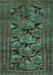 Machine Washable Persian Turquoise Traditional Area Rugs, wshtr2541turq