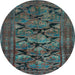 Round Persian Light Blue Traditional Rug, tr2541lblu