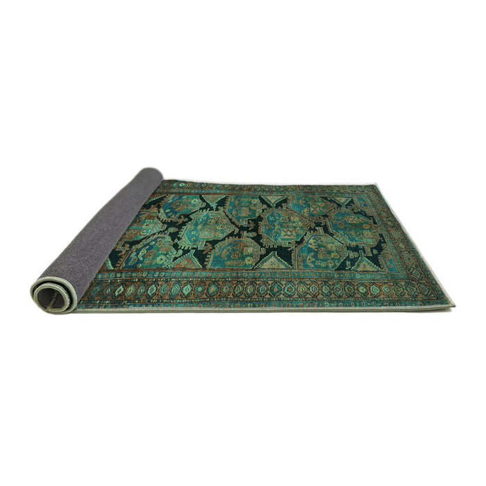 Sideview of Persian Turquoise Traditional Rug, tr2541turq