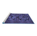 Sideview of Machine Washable Persian Blue Traditional Rug, wshtr2541blu