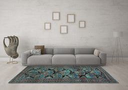 Machine Washable Persian Light Blue Traditional Rug in a Living Room, wshtr2541lblu