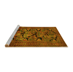 Sideview of Machine Washable Persian Yellow Traditional Rug, wshtr2541yw