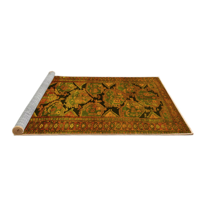 Sideview of Machine Washable Persian Yellow Traditional Rug, wshtr2541yw