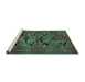 Sideview of Machine Washable Persian Turquoise Traditional Area Rugs, wshtr2541turq