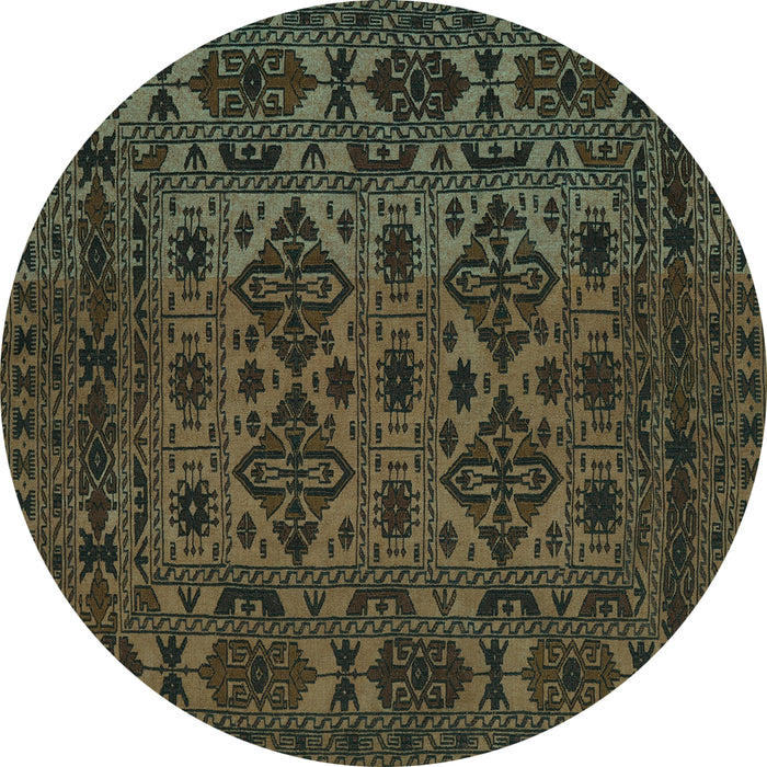Round Persian Turquoise Traditional Rug, tr2542turq