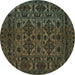 Round Persian Turquoise Traditional Rug, tr2542turq
