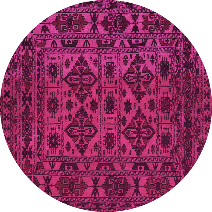 Round Machine Washable Persian Pink Traditional Rug, wshtr2542pnk