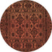 Round Machine Washable Persian Brown Traditional Rug, wshtr2542brn