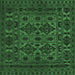 Square Machine Washable Persian Emerald Green Traditional Area Rugs, wshtr2542emgrn