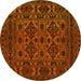 Round Machine Washable Persian Yellow Traditional Rug, wshtr2542yw