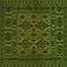 Round Machine Washable Persian Green Traditional Area Rugs, wshtr2542grn